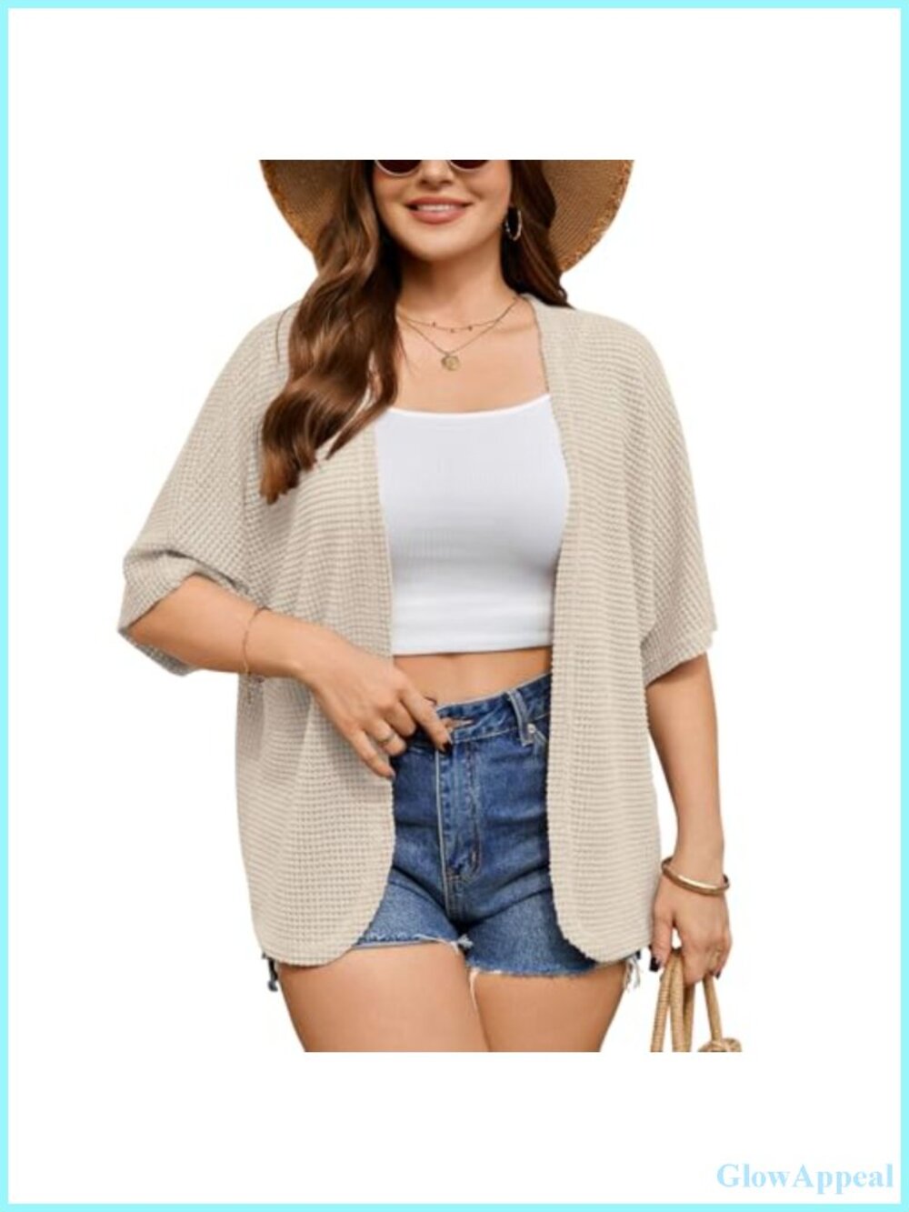 Plus Size Crochet Cardigan Open Front Short Sleeve Oversized Lightweight Kimono
